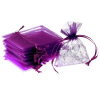 Organza zakjes 10 x 13 cm - donkerpaars Dank aan de gasten