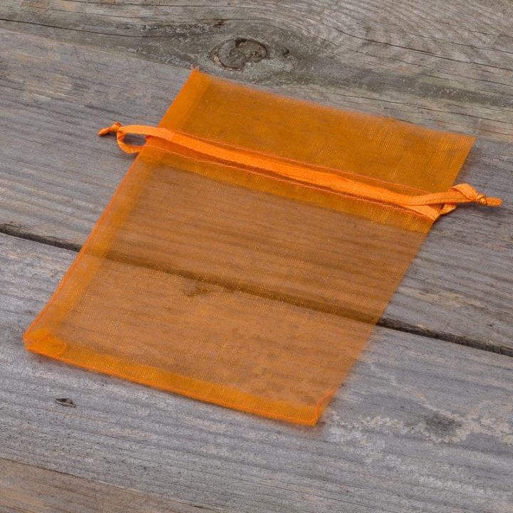 Organza zakjes 10 x 13 cm - oranje Pasen tassen