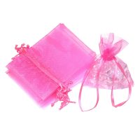 Organza zakjes 10 x 13 cm - roze Heilige communie