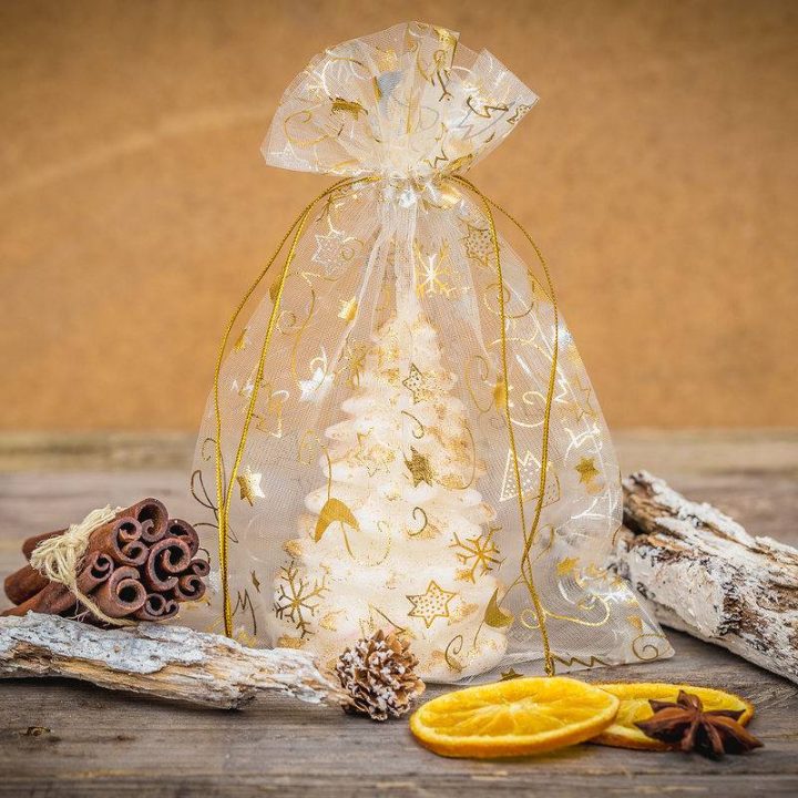 Organza zakjes 18 x 24 cm - Kerstmis / 8 Organza zakjes