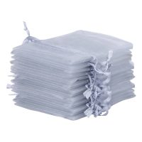 Organza zakjes 26 x 35 cm - zilver Kerst tassen