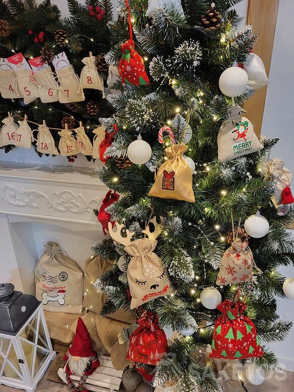 Kerstboom decoraties met geschenken, maak ze zoals u wilt 3 Zakjes als stoffen kerstboomdecoraties