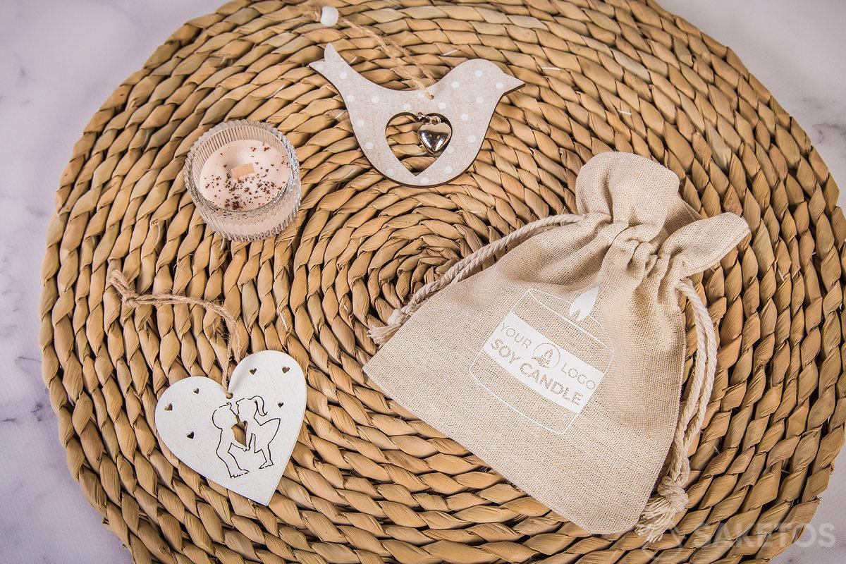 Linnen zakjes voor natuurlijke kaarsen