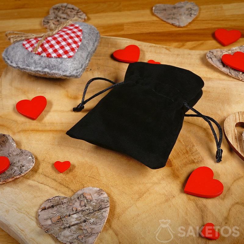 Stoffen juwelenzak - zwart velours