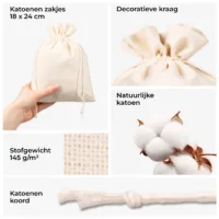 Afwerkingsdetails en gramgewicht - eco katoenen zakjes