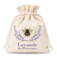 10 stuks lavendel katoenen zakjes 9 x 12 cm, naturel, met de opdruk "Lavande de Provence" 12
