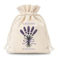 10 stuks katoenen zakjes met decoratieve lavendelprint, formaat 9 x 12 cm, natuurlijke kleur 11