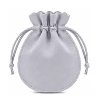 Grijs fluwelen zakje 7 x 9 cm - klein decoratief zakje voor sieraden 24